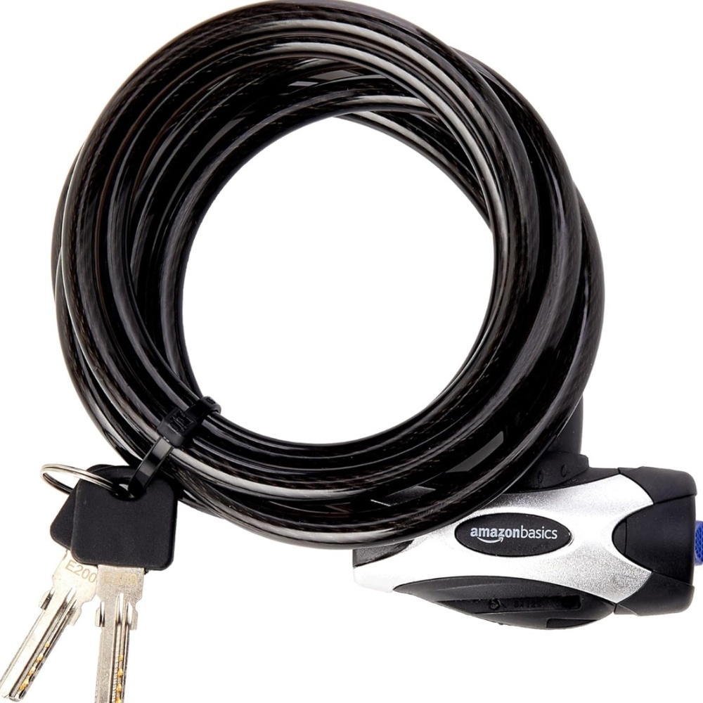Amazon Basics 6 ft. Adjustable Bike Cable Key Lock, Black, 1-Pack